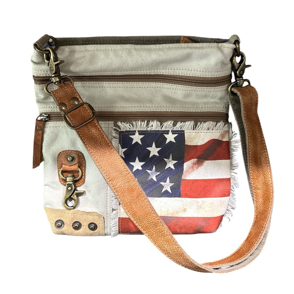 Clea Ray American Flag Canvas Crossbody Bag